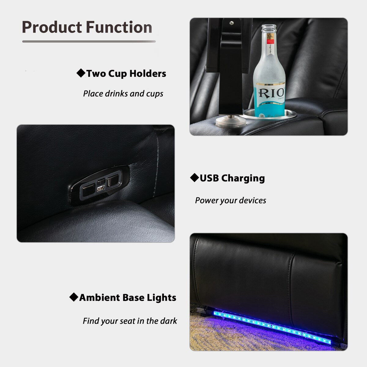 Nestfair Power Motion Recliner with USB Charging Port and Hidden Arm Storage