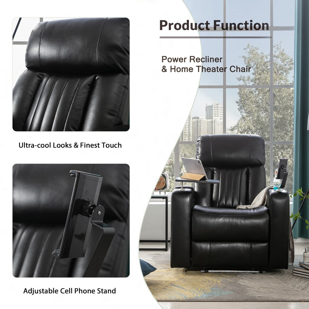 Nestfair Power Motion Recliner with USB Charging Port and Hidden Arm Storage