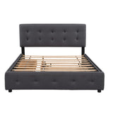 Nestfair Queen Size Upholstered Platform Bed with 2 Drawers and Twin XL Trundle