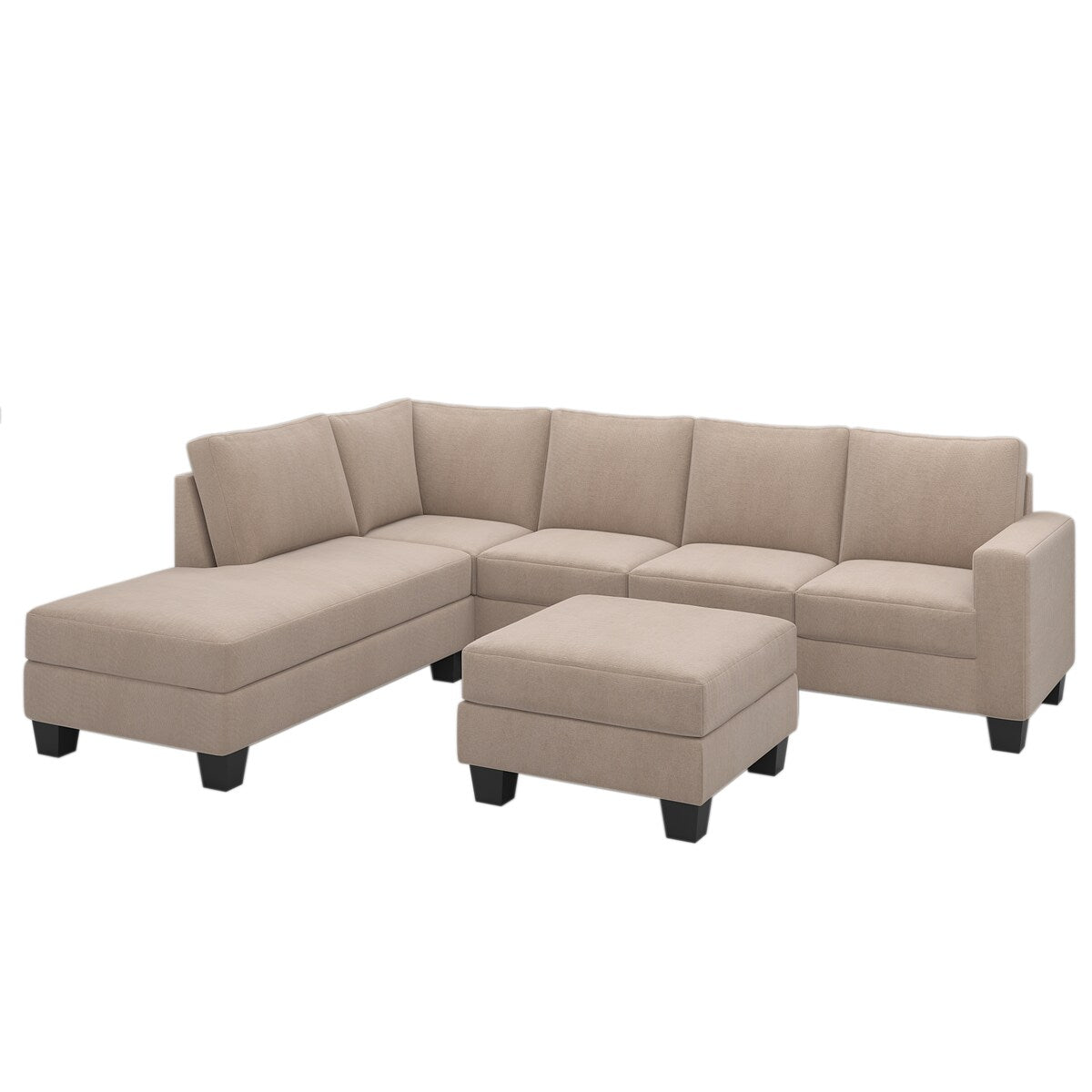 Nestfair Textured Fabric Sectional Sofa Set L-shaped Sofa With Removable Ottoman