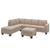 Nestfair Textured Fabric Sectional Sofa Set L-shaped Sofa With Removable Ottoman