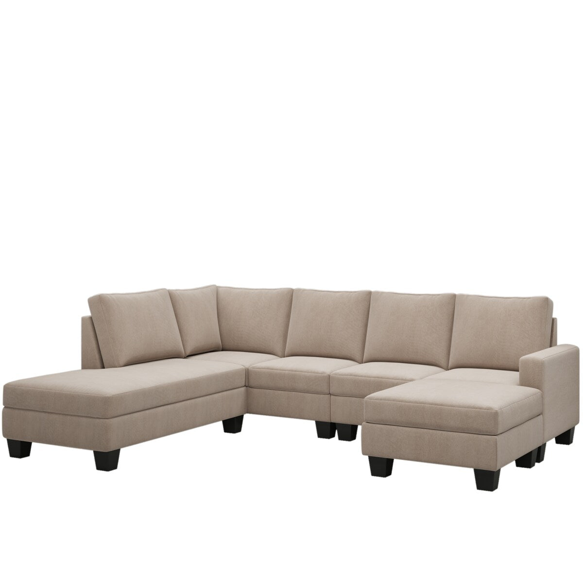 Nestfair Textured Fabric Sectional Sofa Set L-shaped Sofa With Removable Ottoman