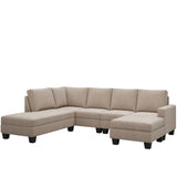 Nestfair Textured Fabric Sectional Sofa Set L-shaped Sofa With Removable Ottoman