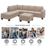 Nestfair Textured Fabric Sectional Sofa Set L-shaped Sofa With Removable Ottoman