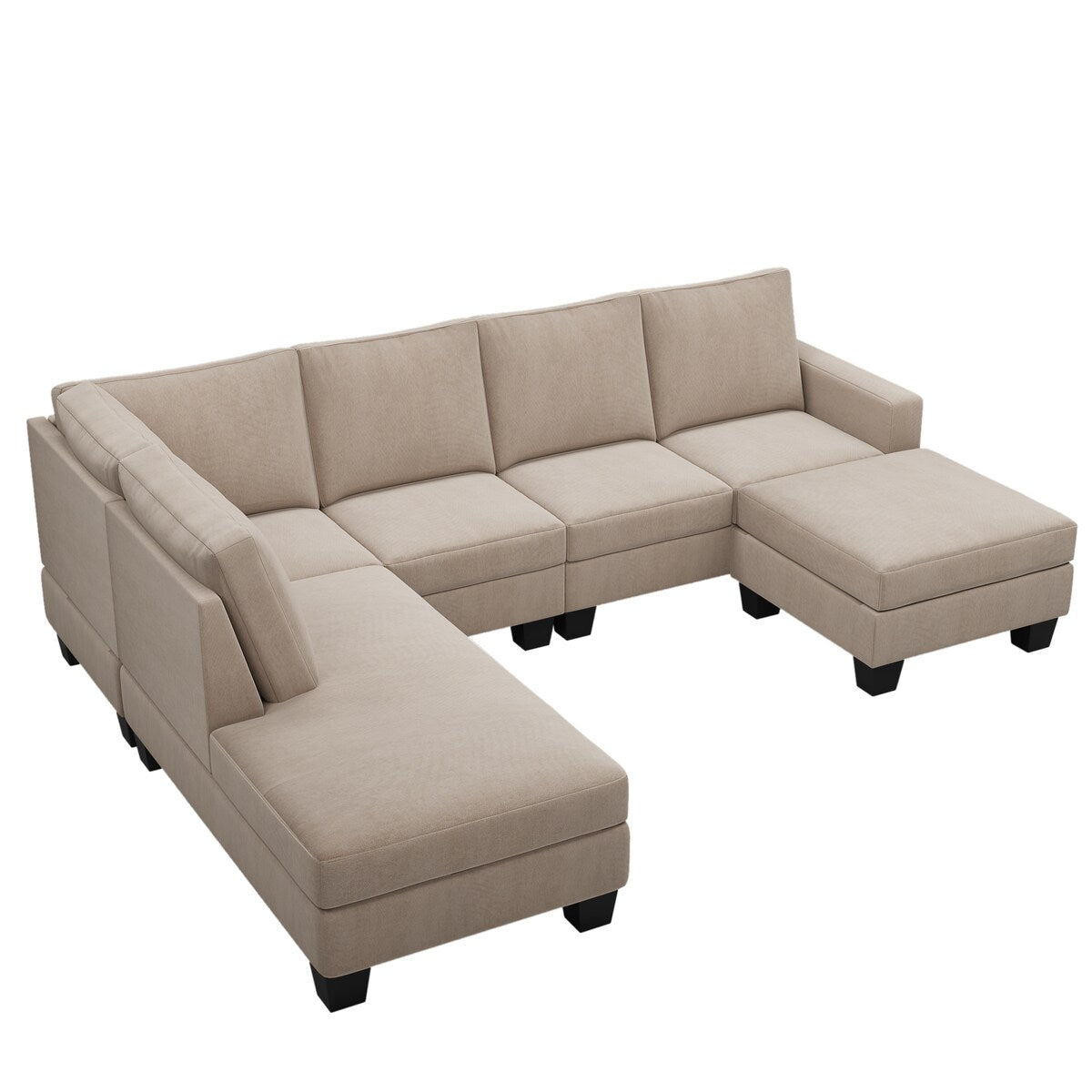 Nestfair Textured Fabric Sectional Sofa Set L-shaped Sofa With Removable Ottoman