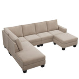 Nestfair Textured Fabric Sectional Sofa Set L-shaped Sofa With Removable Ottoman