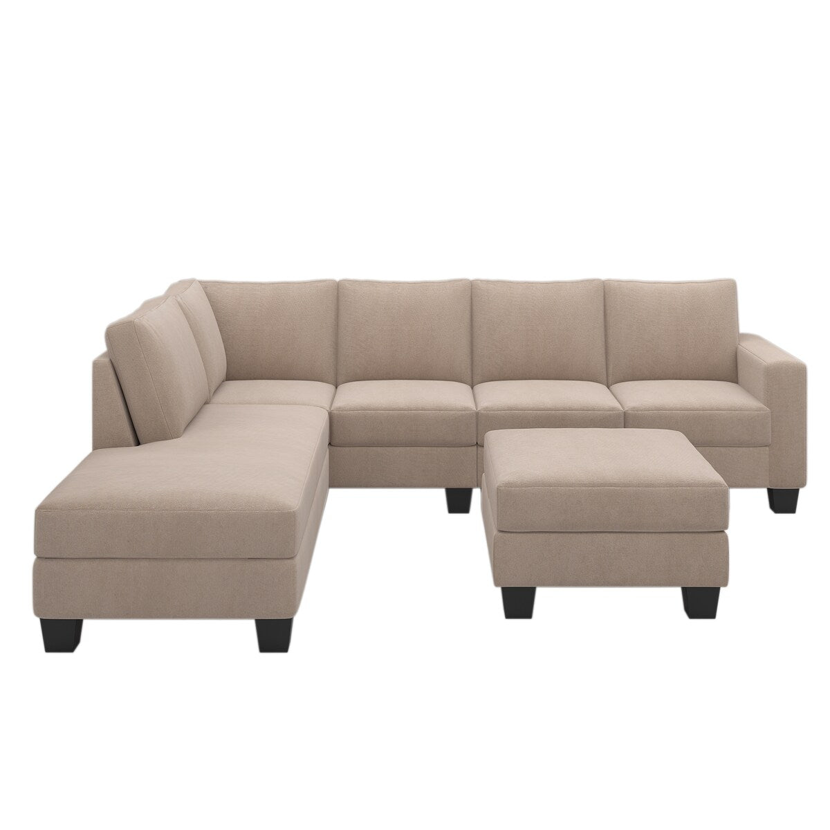 Nestfair Textured Fabric Sectional Sofa Set L-shaped Sofa With Removable Ottoman
