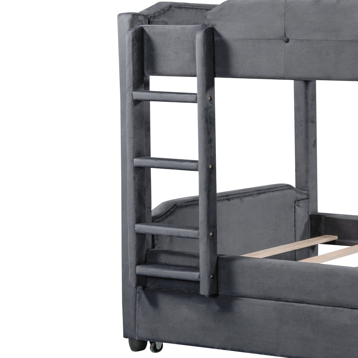 Nestfair Twin over Twin Upholstered Bunk Bed with Trundle