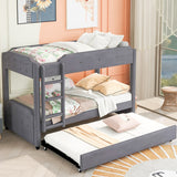 Nestfair Twin over Twin Upholstered Bunk Bed with Trundle