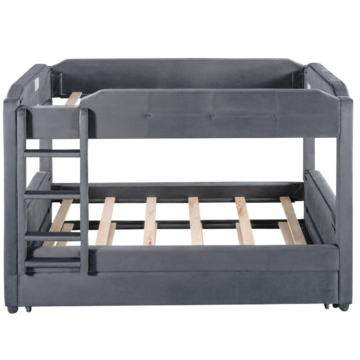 Nestfair Twin over Twin Upholstered Bunk Bed with Trundle
