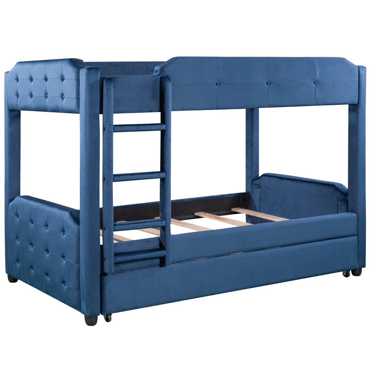 Nestfair Twin over Twin Upholstered Bunk Bed with Trundle