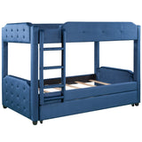 Nestfair Twin over Twin Upholstered Bunk Bed with Trundle