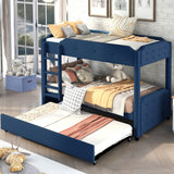 Nestfair Twin over Twin Upholstered Bunk Bed with Trundle