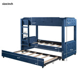Nestfair Twin over Twin Upholstered Bunk Bed with Trundle