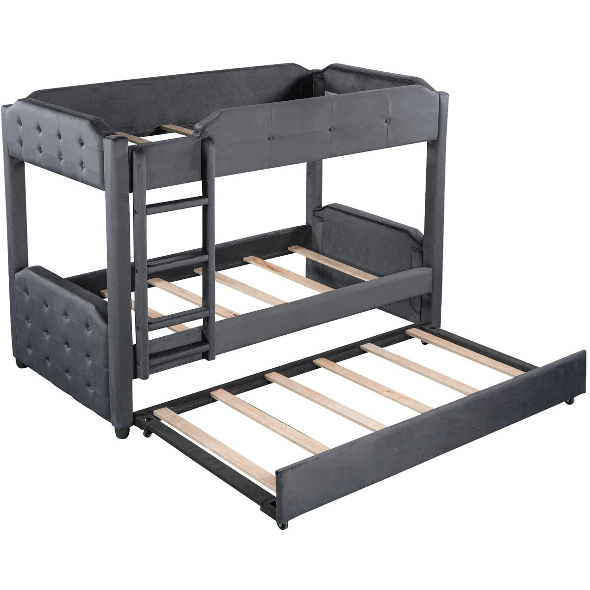 Nestfair Twin over Twin Upholstered Bunk Bed with Trundle