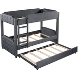 Nestfair Twin over Twin Upholstered Bunk Bed with Trundle
