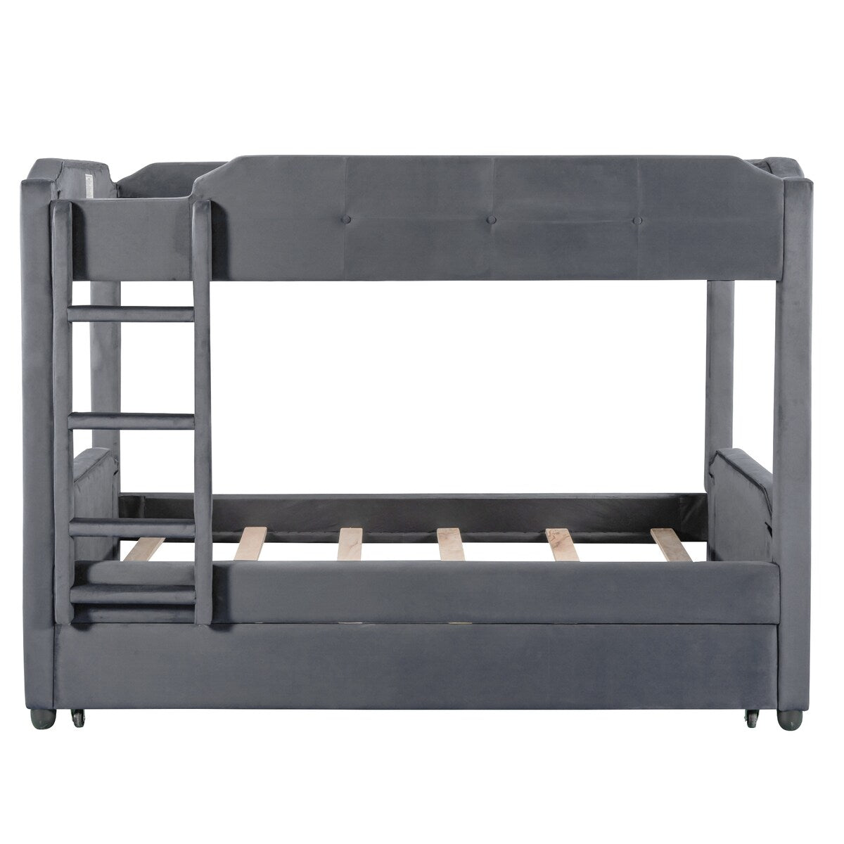 Nestfair Twin over Twin Upholstered Bunk Bed with Trundle