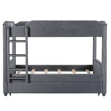 Nestfair Twin over Twin Upholstered Bunk Bed with Trundle