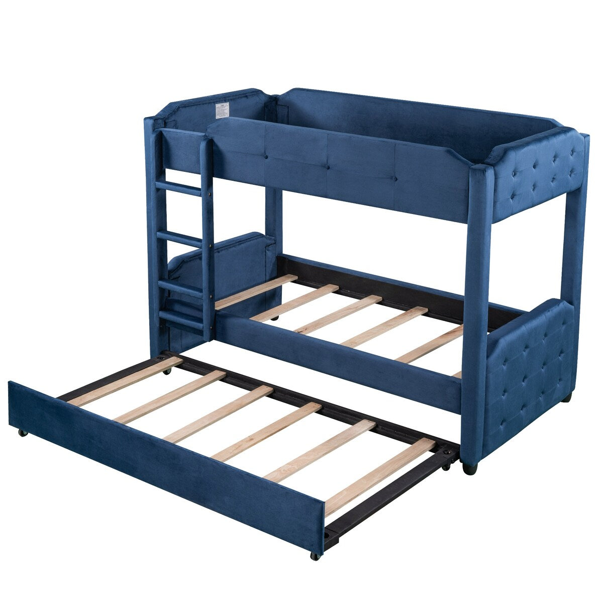 Nestfair Twin over Twin Upholstered Bunk Bed with Trundle