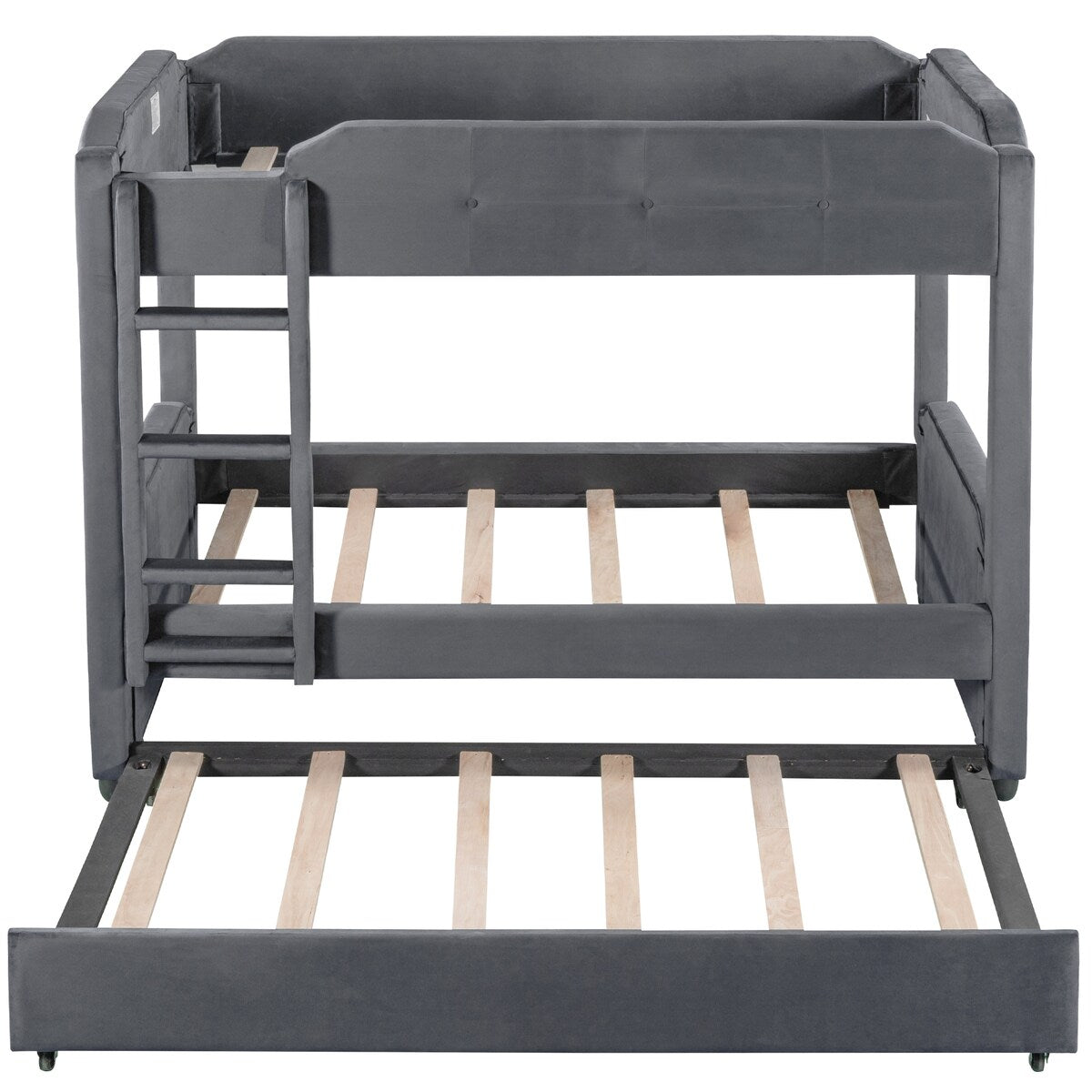 Nestfair Twin over Twin Upholstered Bunk Bed with Trundle