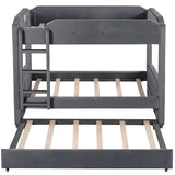 Nestfair Twin over Twin Upholstered Bunk Bed with Trundle