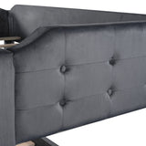 Nestfair Twin over Twin Upholstered Bunk Bed with Trundle