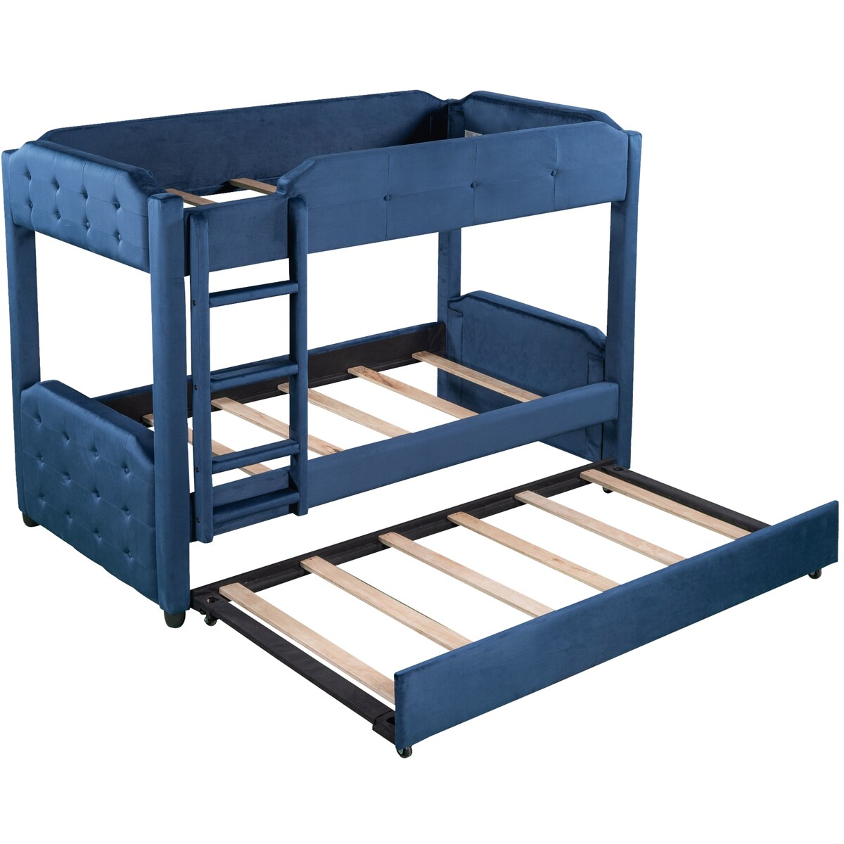 Nestfair Twin over Twin Upholstered Bunk Bed with Trundle