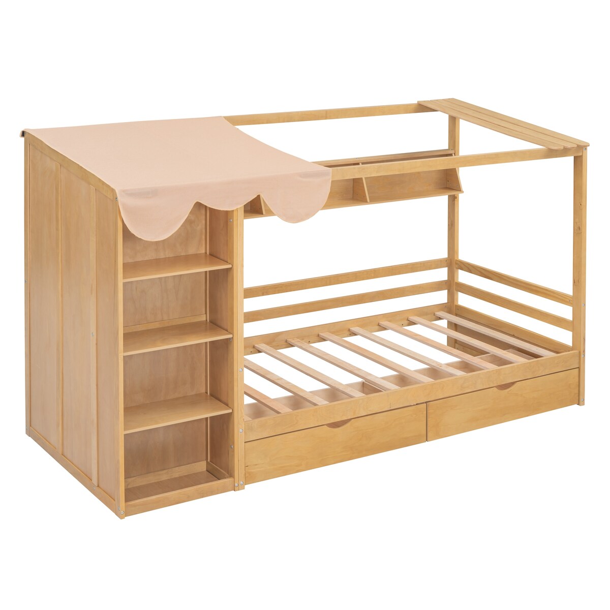 Nestfair Twin size House Bed with Two Drawers and Wardrobe