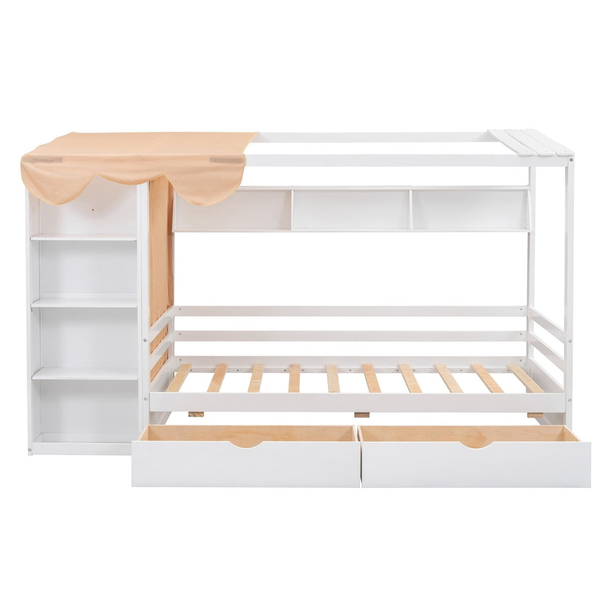 Nestfair Twin size House Bed with Two Drawers and Wardrobe