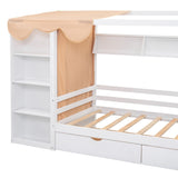 Nestfair Twin size House Bed with Two Drawers and Wardrobe