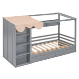 Nestfair Twin size House Bed with Two Drawers and Wardrobe