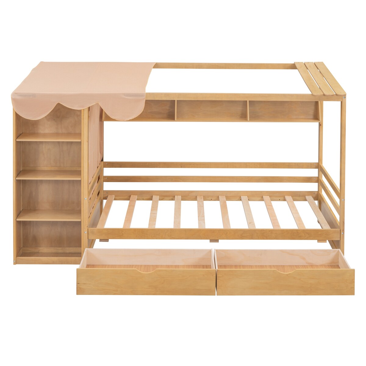 Nestfair Twin size House Bed with Two Drawers and Wardrobe