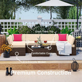 Nestl 7 Piece Wicker Patio Furniture Set - Outside Patio Conversation Sets with Patio Sectional