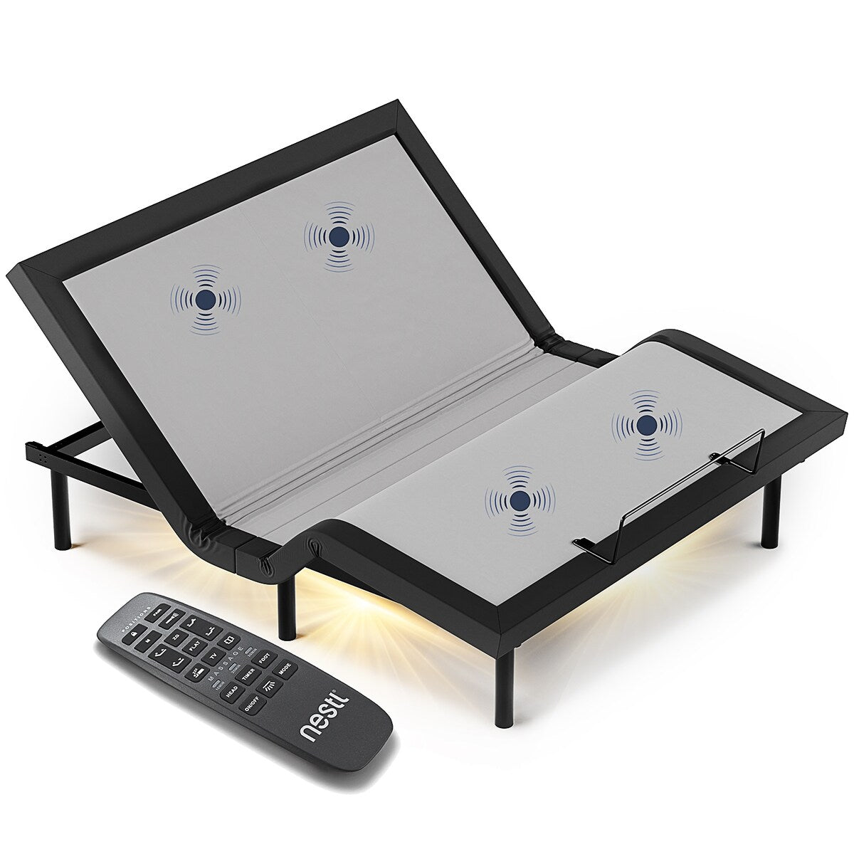 Nestl Adjustable Massaging Bed Frame Base with Wireless Remote