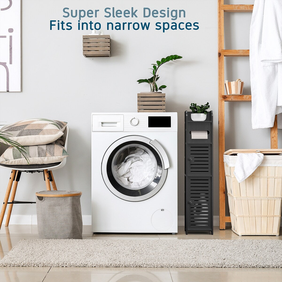 Nestl Bathroom Storage Organizer - Floor Standing Tall Cabinet for Toilet Paper, Towel & Other Bathroom Storage Accessories