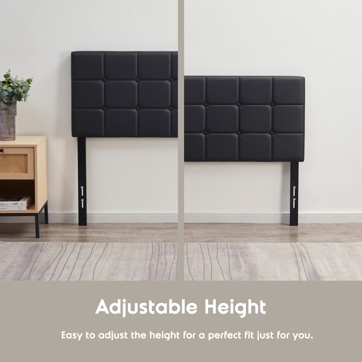 Nestl Button Tufted Upholstered Adjustable Headboard