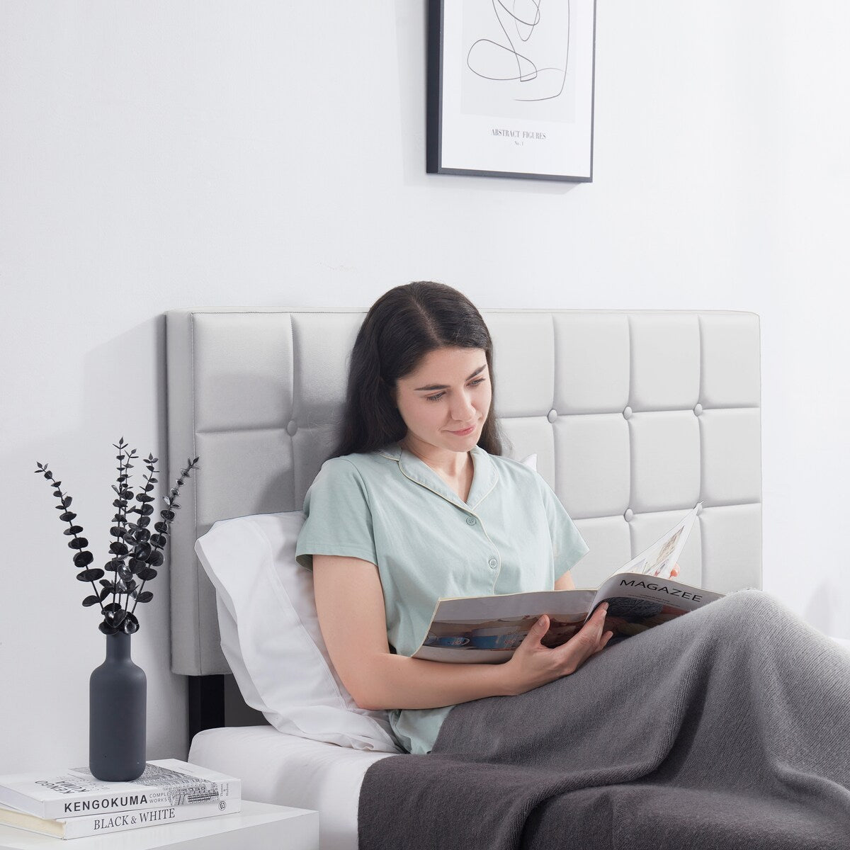 Nestl Button Tufted Upholstered Adjustable Headboard