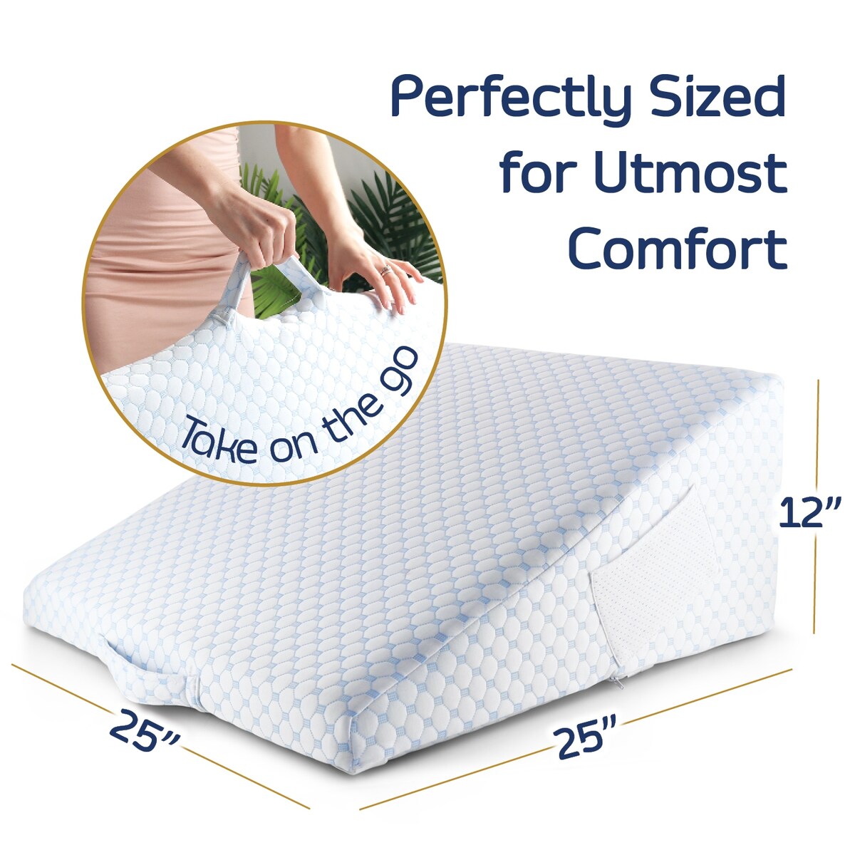 Nestl Cooling Bed Wedge Pillow with Bolster Pillow - 25" x 25" x 12" - 8-in-1 Triangle Pillow Wedge for Sleeping Acid Reflux