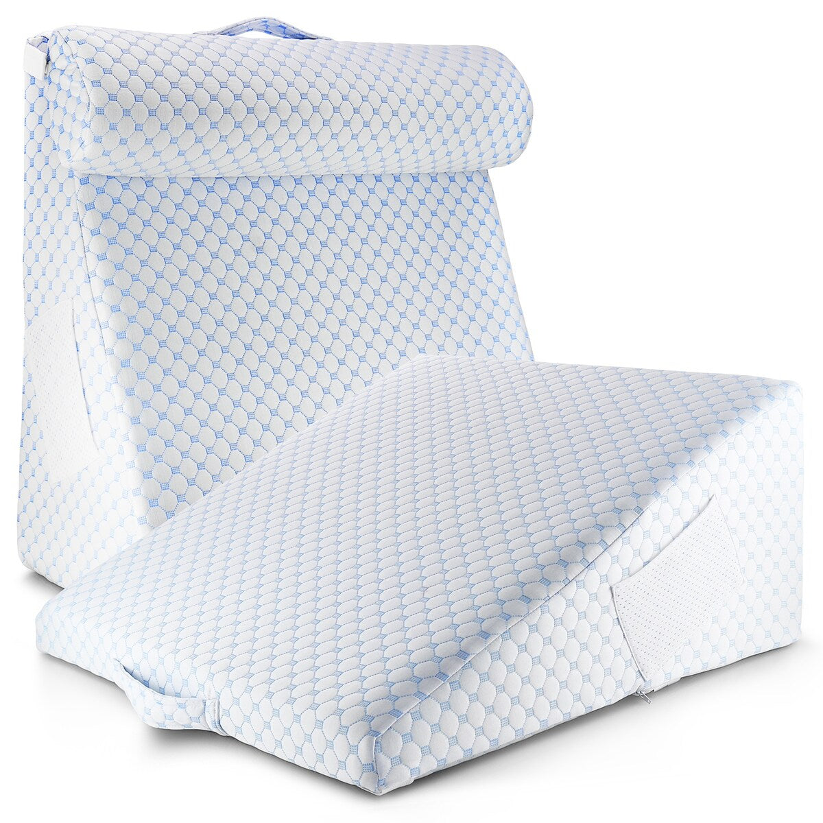 Nestl Cooling Bed Wedge Pillow with Bolster Pillow - 25" x 25" x 12" - 8-in-1 Triangle Pillow Wedge for Sleeping Acid Reflux