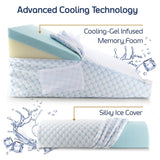 Nestl Cooling Bed Wedge Pillow with Bolster Pillow - 25" x 25" x 12" - 8-in-1 Triangle Pillow Wedge for Sleeping Acid Reflux