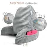 Nestl Cut Plush Reading Pillow with Portable Lap Desk Stand for Laptop - Shredded Memory Foam Back Support Bed Rest Pillow