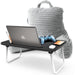Nestl Cut Plush Reading Pillow with Portable Lap Desk Stand for Laptop - Shredded Memory Foam Back Support Bed Rest Pillow