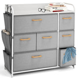 Nestl Dresser Organizer with Drawers - Fabric Furniture Storage for Bedroom, Office, & Playroom with Handles & Textured Wood Top