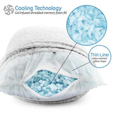 Nestl Gel-Infused Shredded Memory Foam Pillow - CertiPUR US Approved Cooling Pillow Cover