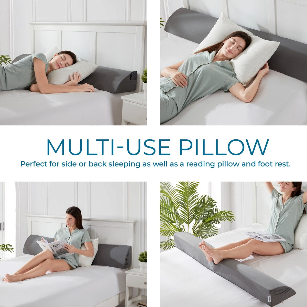 Nestl Reading Bed Rest Gap Wedge Headboard Pillow with Pockets