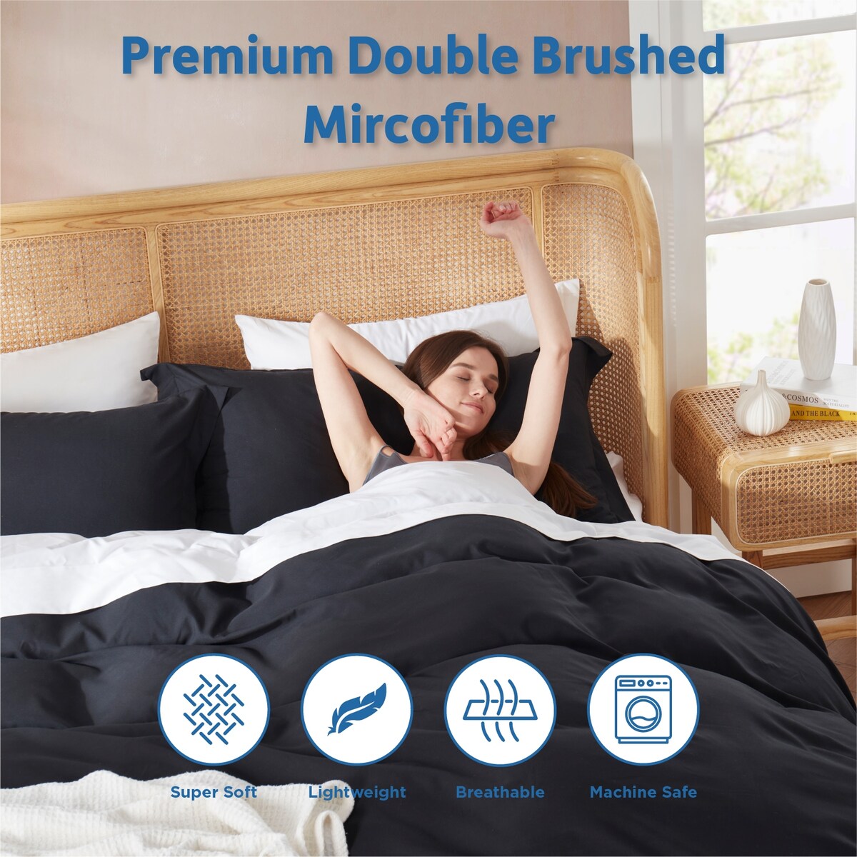 Nestl Ultra Soft Double Brushed Microfiber Duvet Cover Set with Button Closure