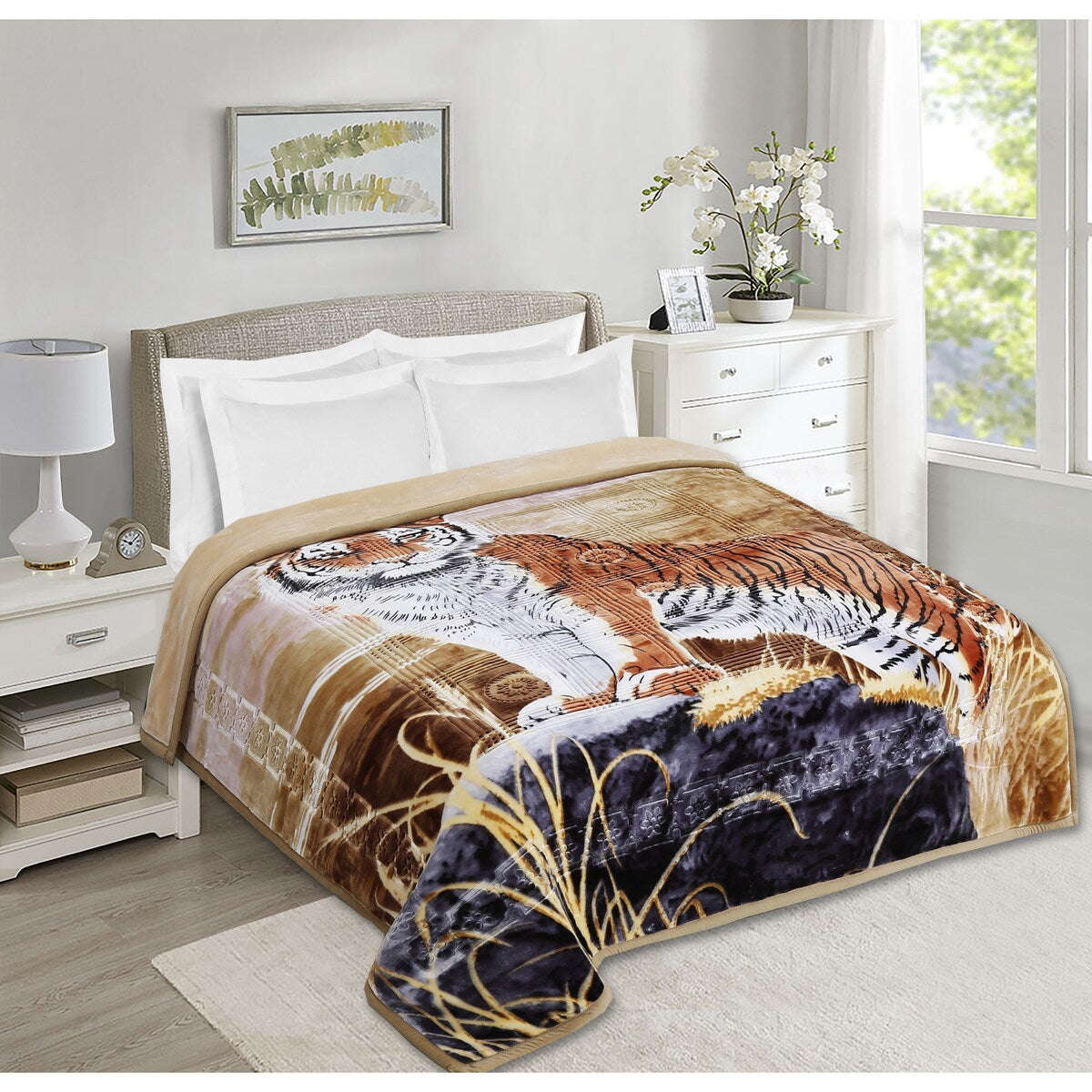 Nestl Velvet 2 Ply Heavy Reversible Printed Raschel Blanket