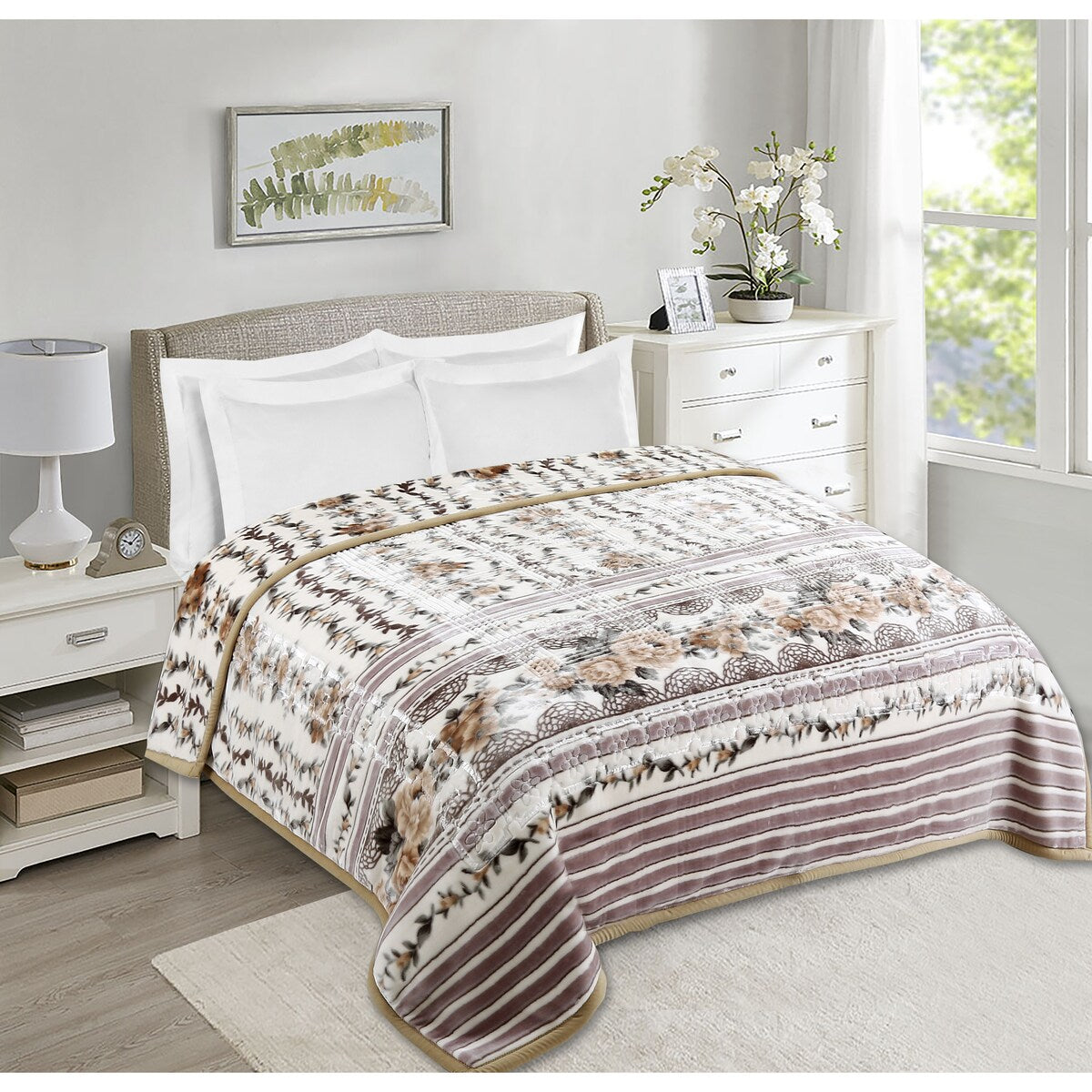 Nestl Velvet 2 Ply Heavy Reversible Printed Raschel Blanket