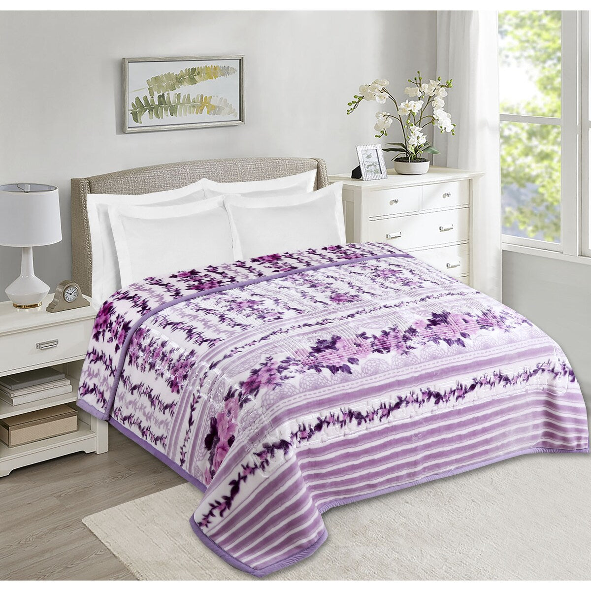 Nestl Velvet 2 Ply Heavy Reversible Printed Raschel Blanket