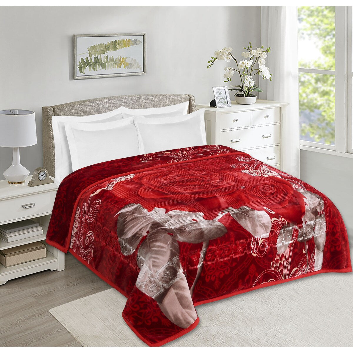 Nestl Velvet 2 Ply Heavy Reversible Printed Raschel Blanket